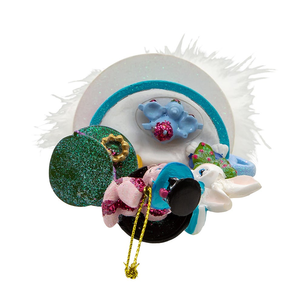Kurt Adler 6.25-Inch Hollywood Hats Alice Tea party Ornament